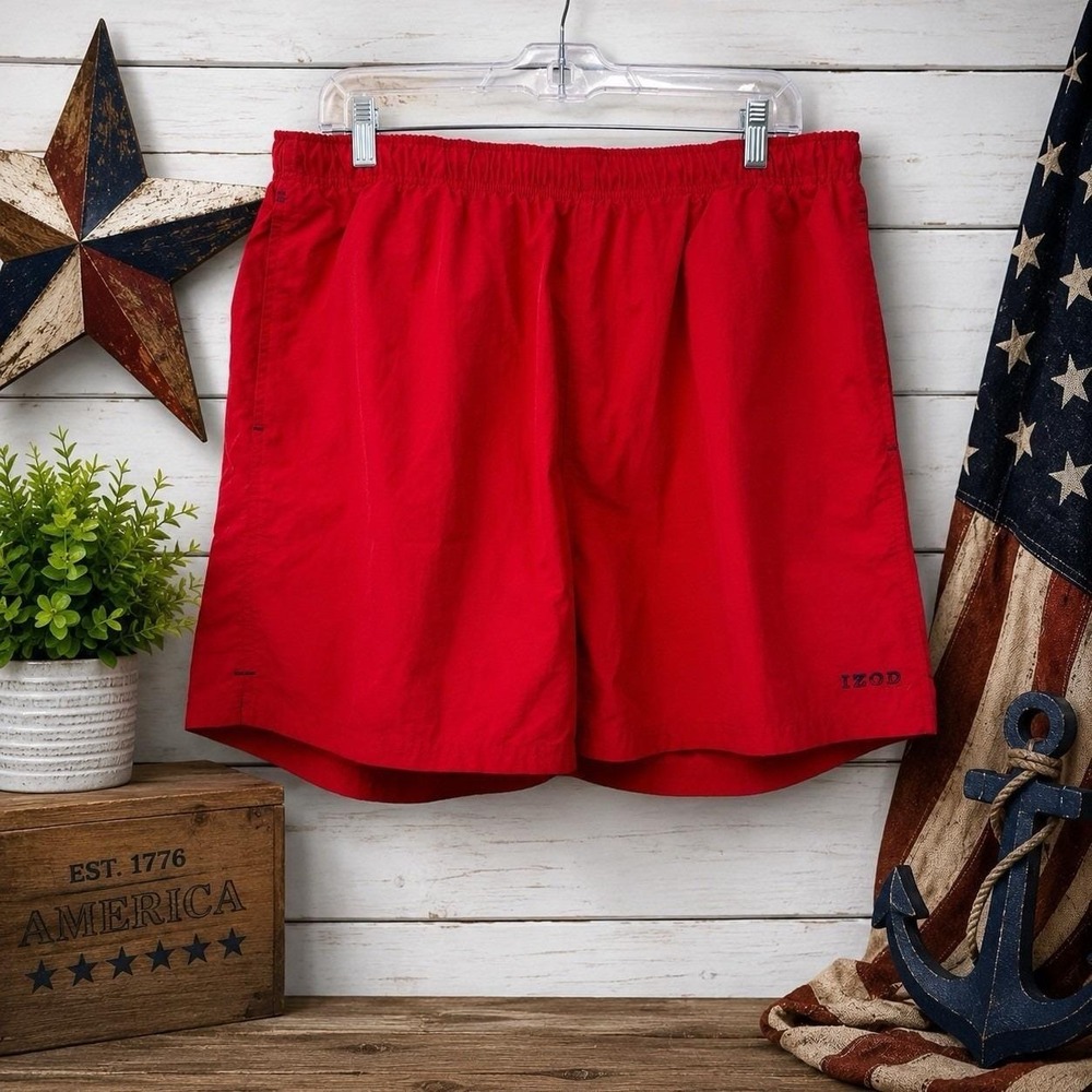 IZOD PerformX Men's XL Red Swim Trunks Shorts Mesh Lined Quick Dry Beach
